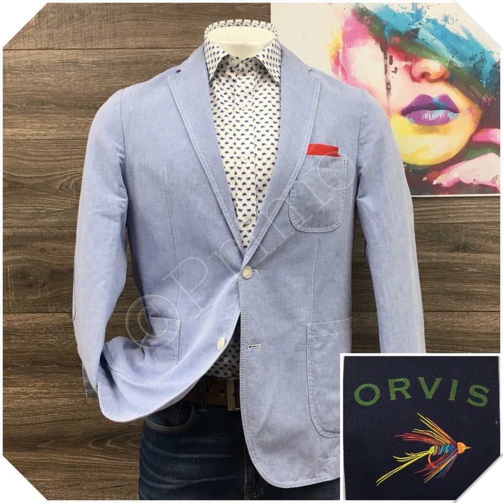 ORVIS Mens Linen Cotton Blazer Sport Coat Casual Jacket Size 40R Classic Suit